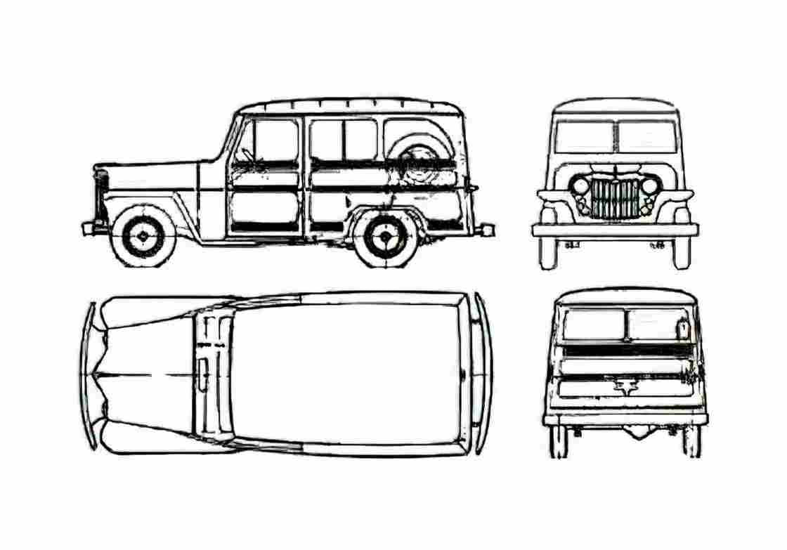 Blueprint Jeep IKA Estanciera Wagon 1957 A4 Photo Print