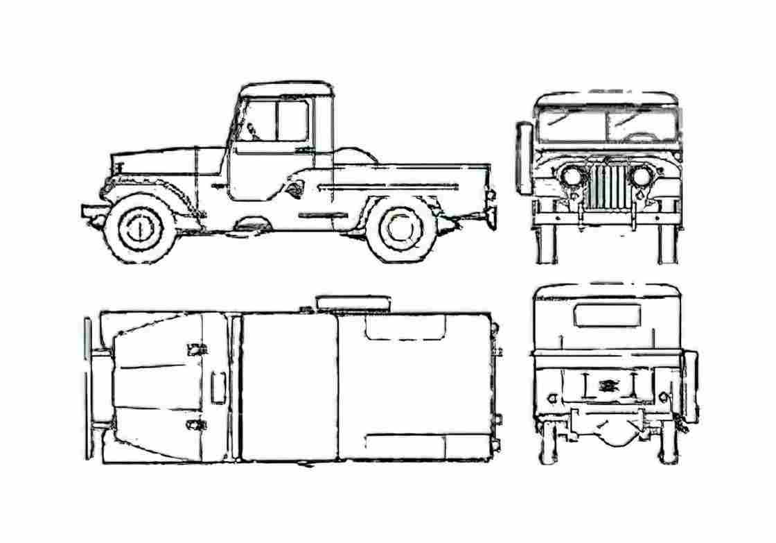 Blueprint Jeep IKA Pick up 1956 A4 Photo Print