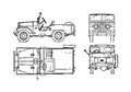 Blueprint Jeep IKA SUV 1956 A4 Photo Print