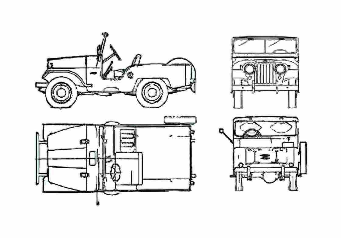 Blueprint Jeep IKA SUV 1956 A4 Photo Print