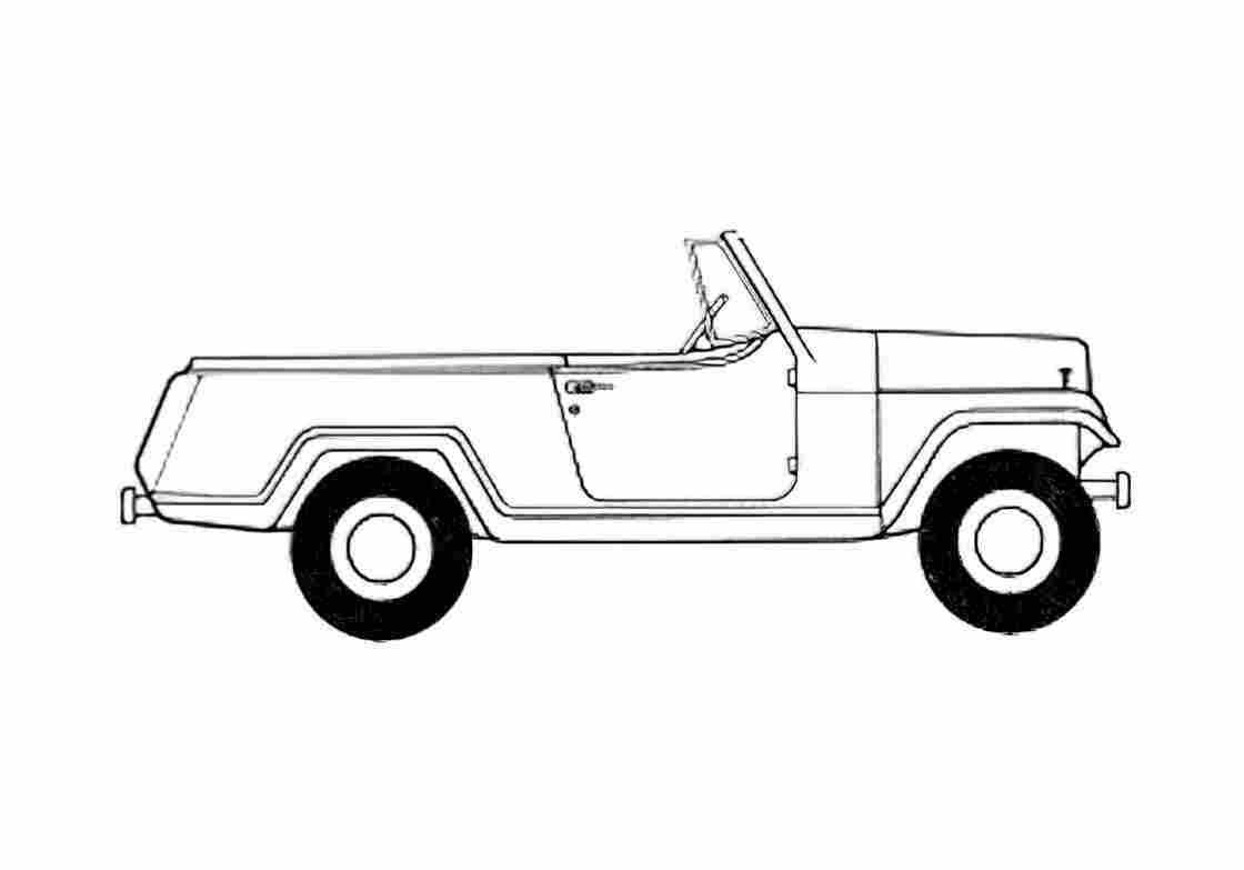 Blueprint Jeep Jeepster Commando Cabriolet 1966 A4 Photo Print