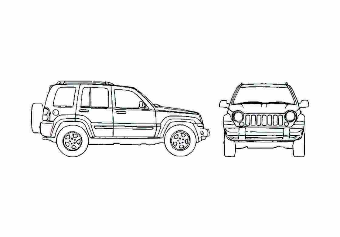 Blueprint Jeep Liberty SUV 2007 A4 Photo Print