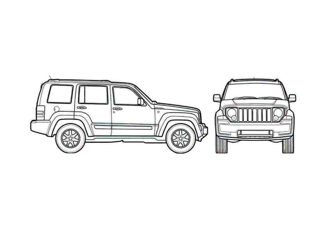 Blueprint Jeep Liberty SUV 2008 A4 Photo Print
