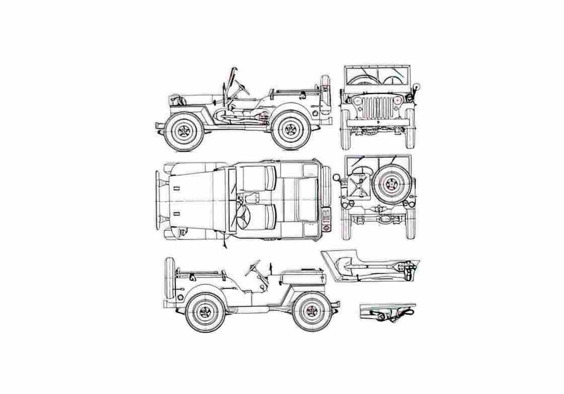 Blueprint Jeep MB 08 01 A4 Photo Print