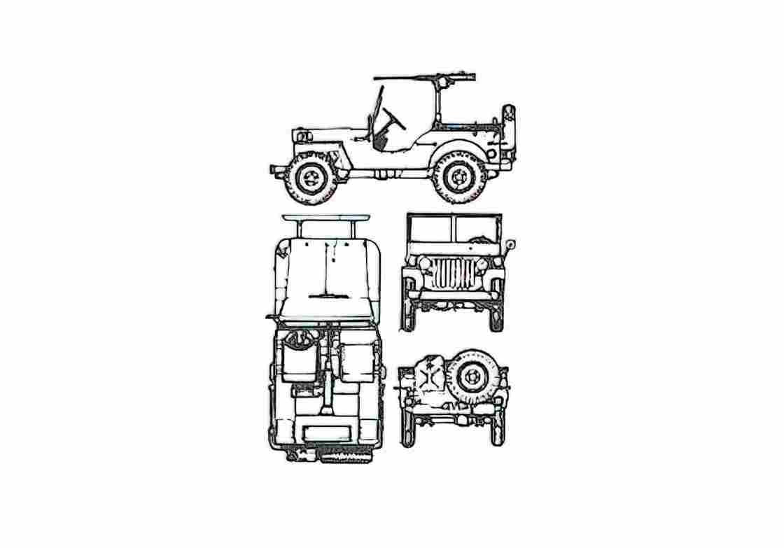 Blueprint Jeep MB SUV 1942 A4 Photo Print