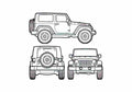 Blueprint Jeep Wrangler Rubicon SUV 2007 A4 Photo Print
