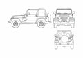 Blueprint Jeep Wrangler SUV 2001 A4 Photo Print