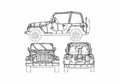 Blueprint Jeep Wrangler SUV 2005 A4 Photo Print