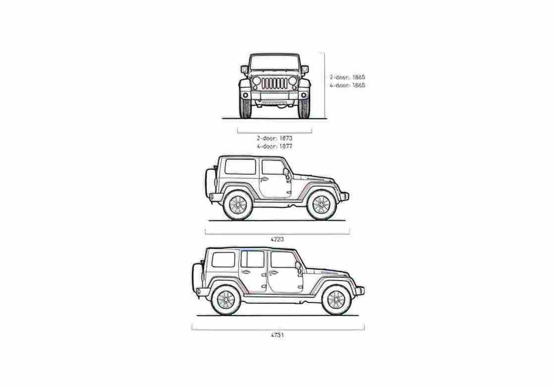 Blueprint Jeep Wrangler SUV 2007 A4 Photo Print