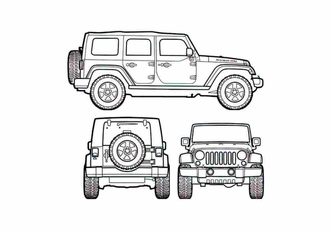 Blueprint Jeep Wrangler Unlimited SUV 2007 A4 Photo Print