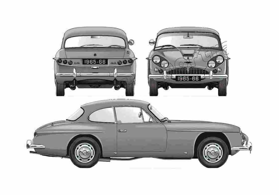 Blueprint Jensen CV8 Mk III Coupe 1965 A4 Photo Print