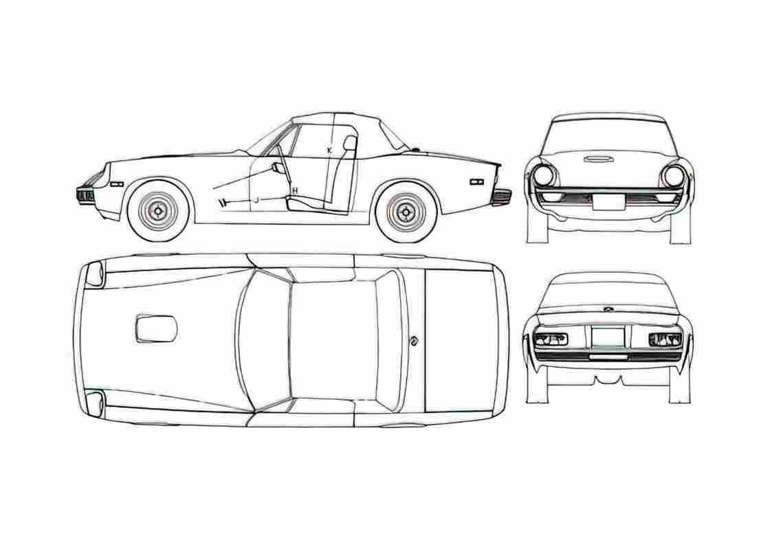 Blueprint Jensen Healey Cabriolet 1977 A4 Photo Print