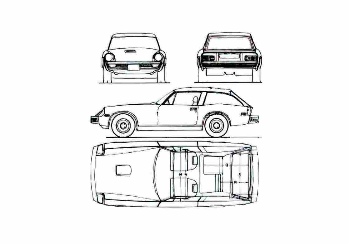 Blueprint Jensen Healey GT Hatchback 1975 A4 Photo Print