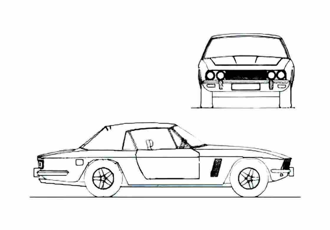 Blueprint Jensen Interceptor Cabriolet 1966 A4 Photo Print