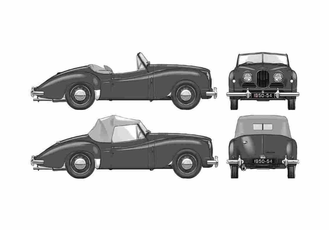 Blueprint Jowett Jupiter Roadster 1950 A4 Photo Print