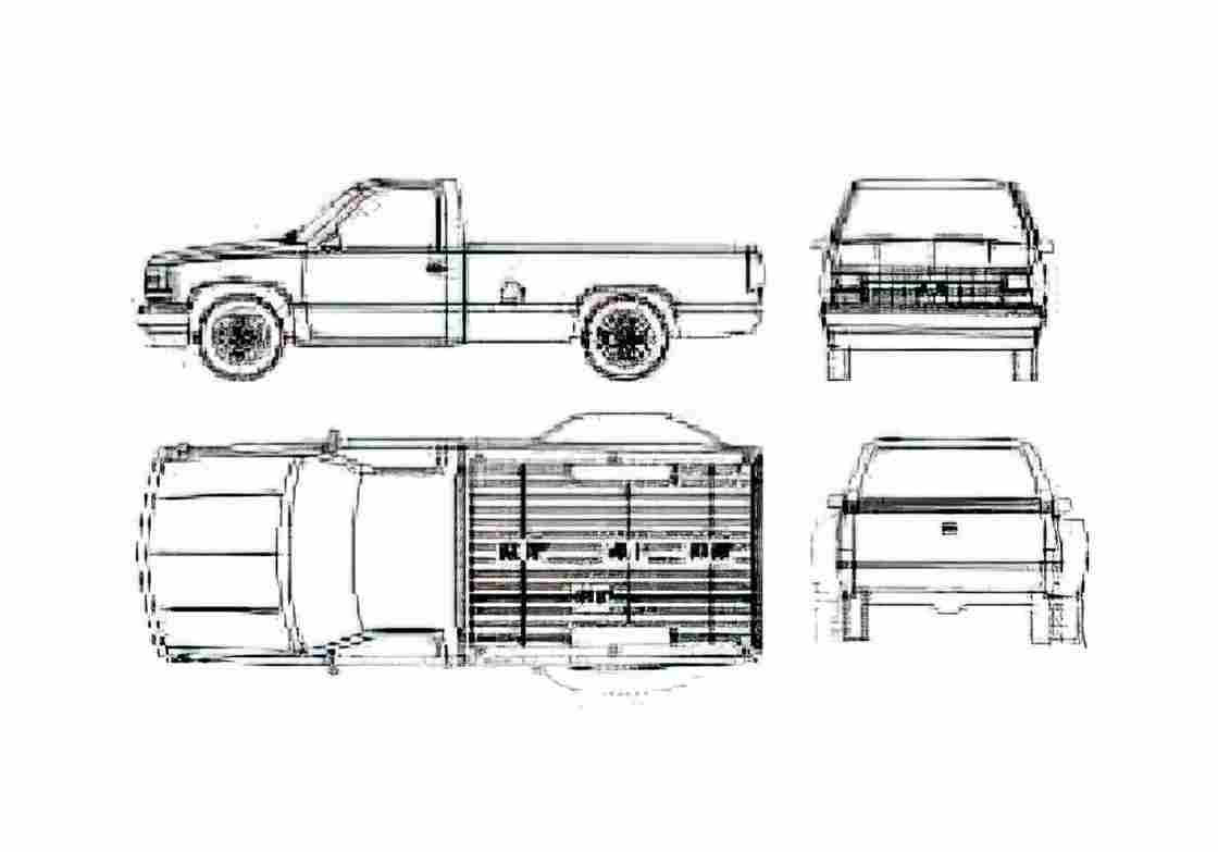 Blueprint K Regular Cab Long Box Pick up 1990 A4 Photo Print