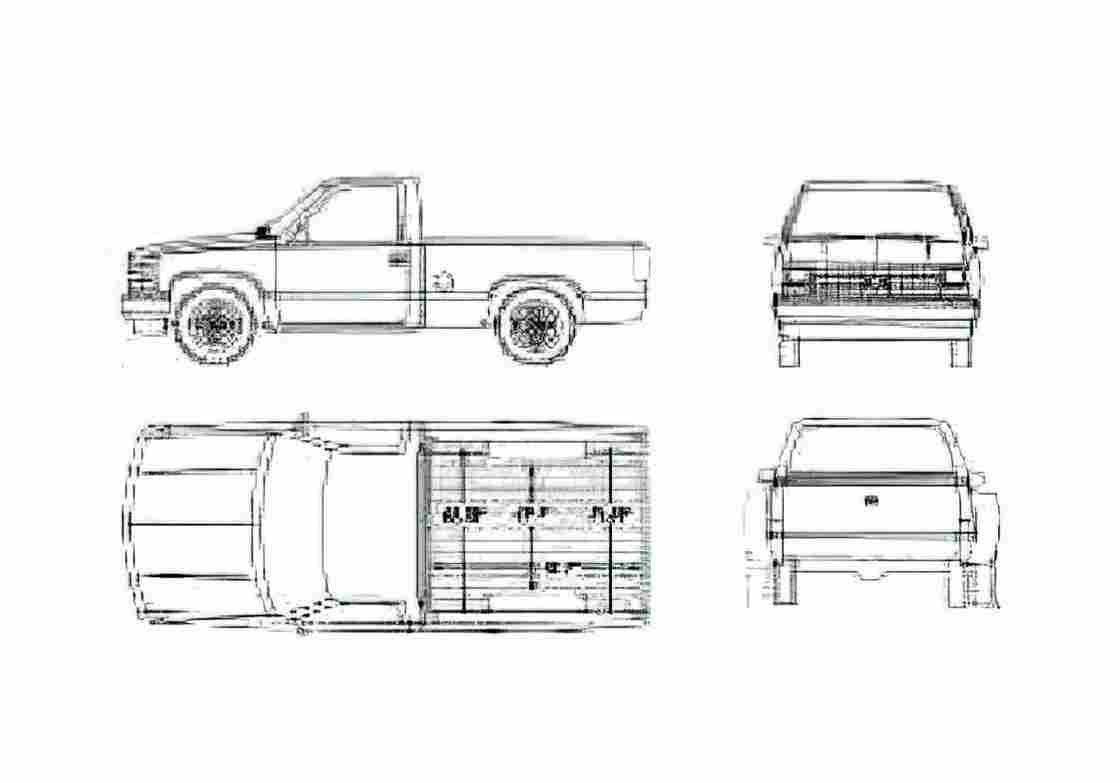 Blueprint K Regular Cab Short Box Pick up 1990 A4 Photo Print