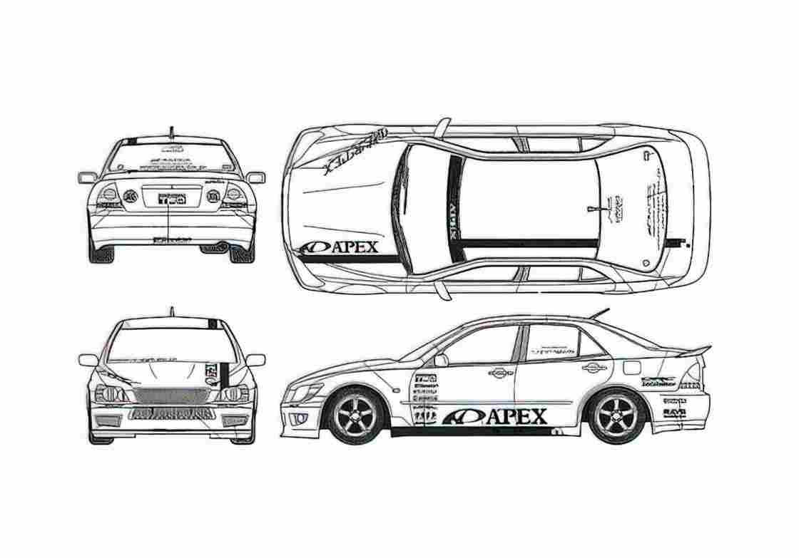 Blueprint Lexus Altezza Apex D1 Sedan 2003 A4 Photo Print