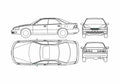 Blueprint Lexus ES 300 Sedan 1993 A4 Photo Print