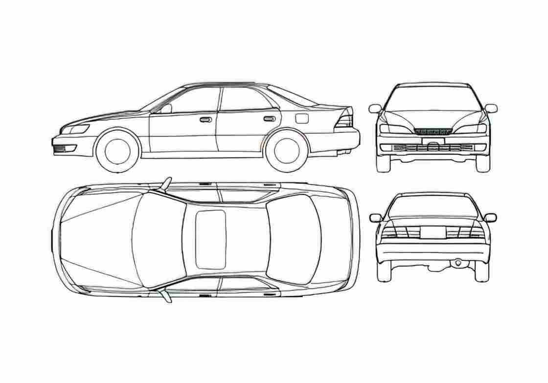 Blueprint Lexus ES 300 Sedan 1993 A4 Photo Print