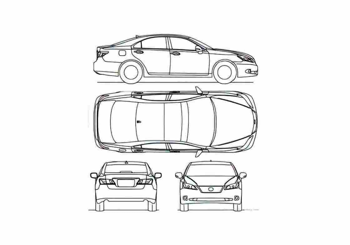 Blueprint Lexus ES 350 Sedan 2010 A4 Photo Print