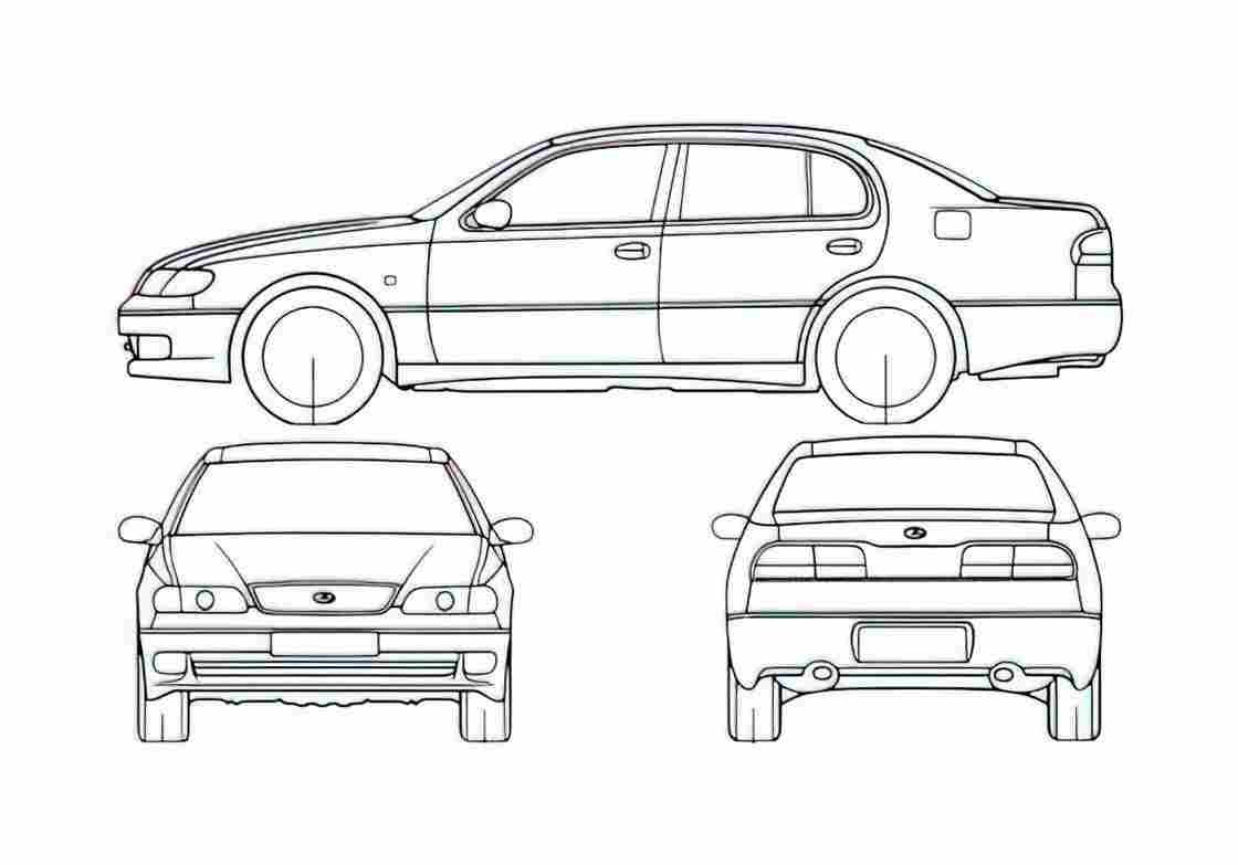 Blueprint Lexus GS 300 Sedan 1993 A4 Photo Print
