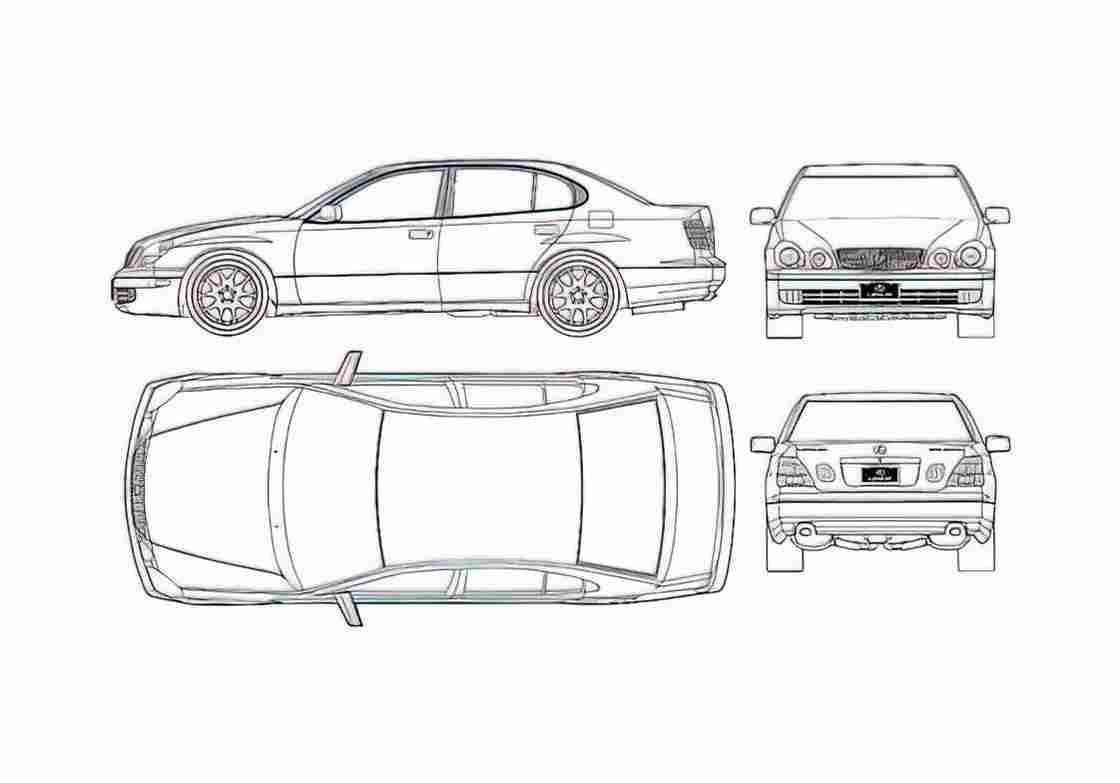 Blueprint Lexus GS 400 Sedan 2003 A4 Photo Print