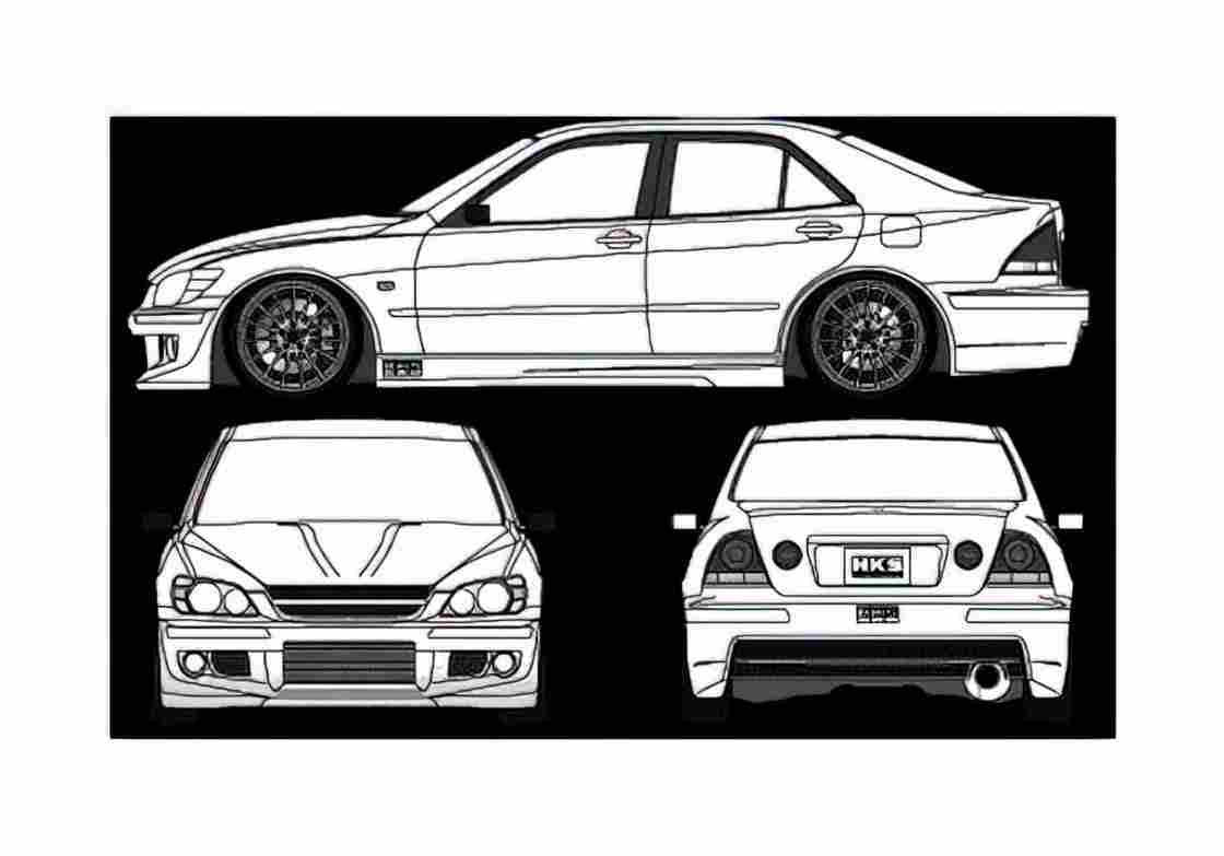 Blueprint Lexus HKS Altezza Sedan 2003 A4 Photo Print