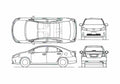 Blueprint Lexus HS 250H Sedan 2010 A4 Photo Print