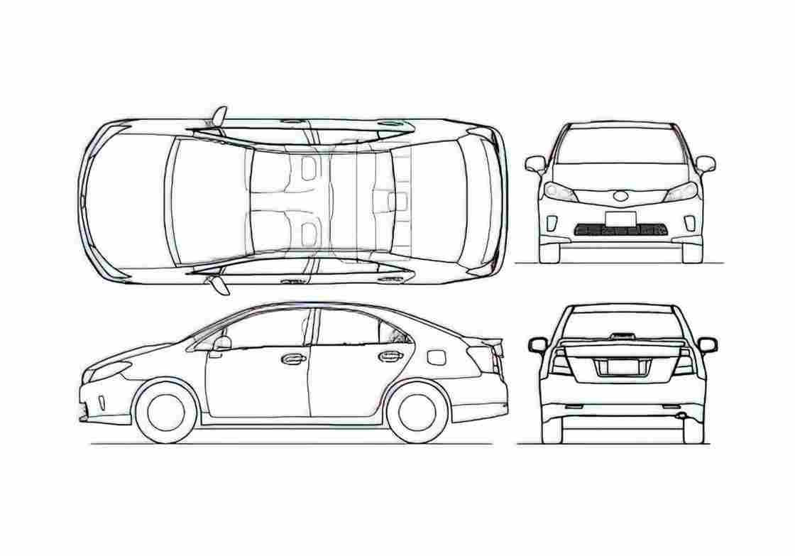 Blueprint Lexus HS 250H Sedan 2010 A4 Photo Print