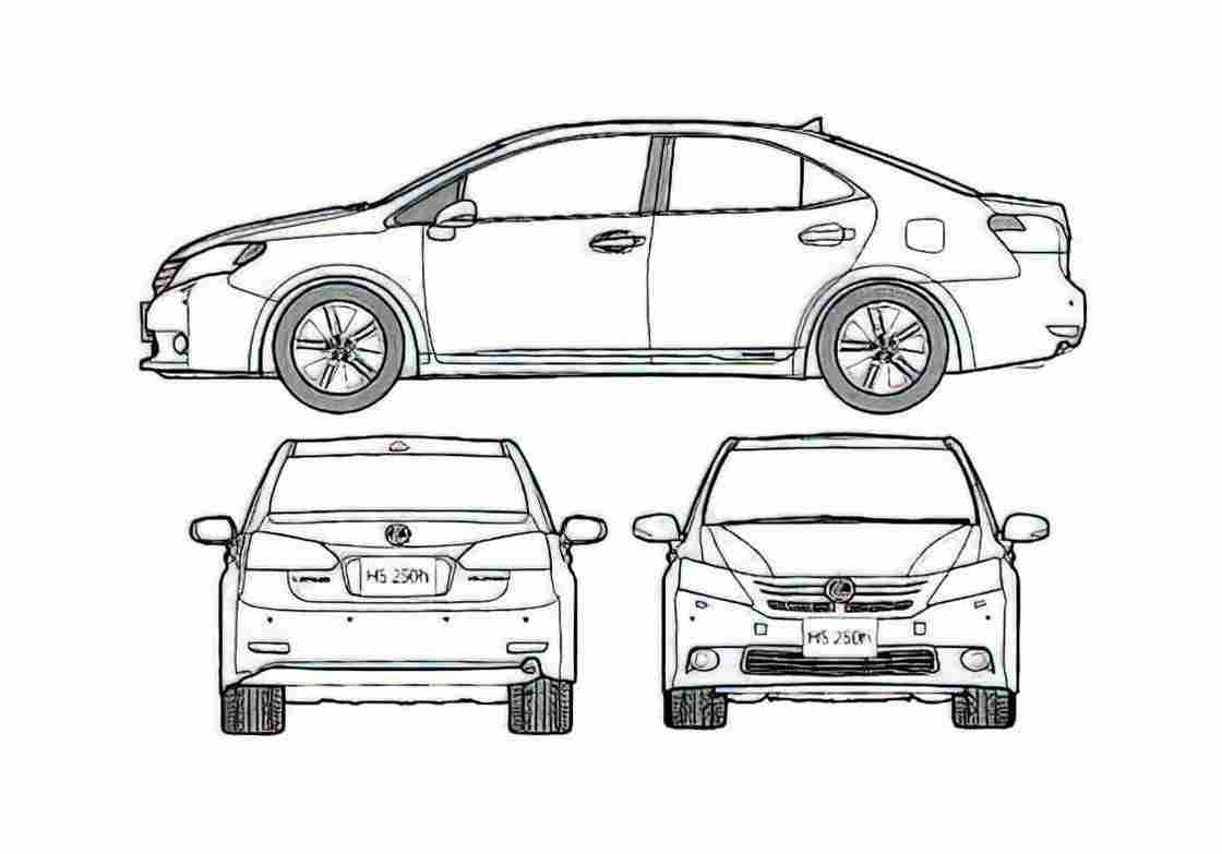 Blueprint Lexus HS250h Sedan 2010 A4 Photo Print