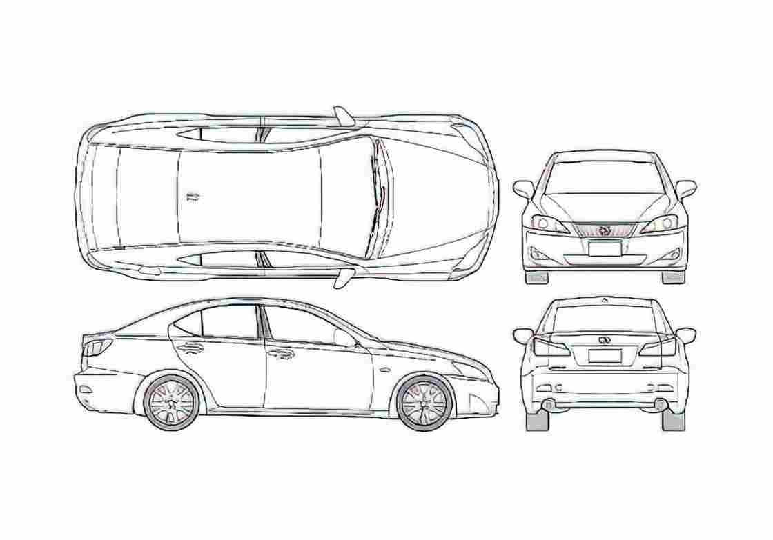 Blueprint Lexus IS 250 Sedan 2006 A4 Photo Print