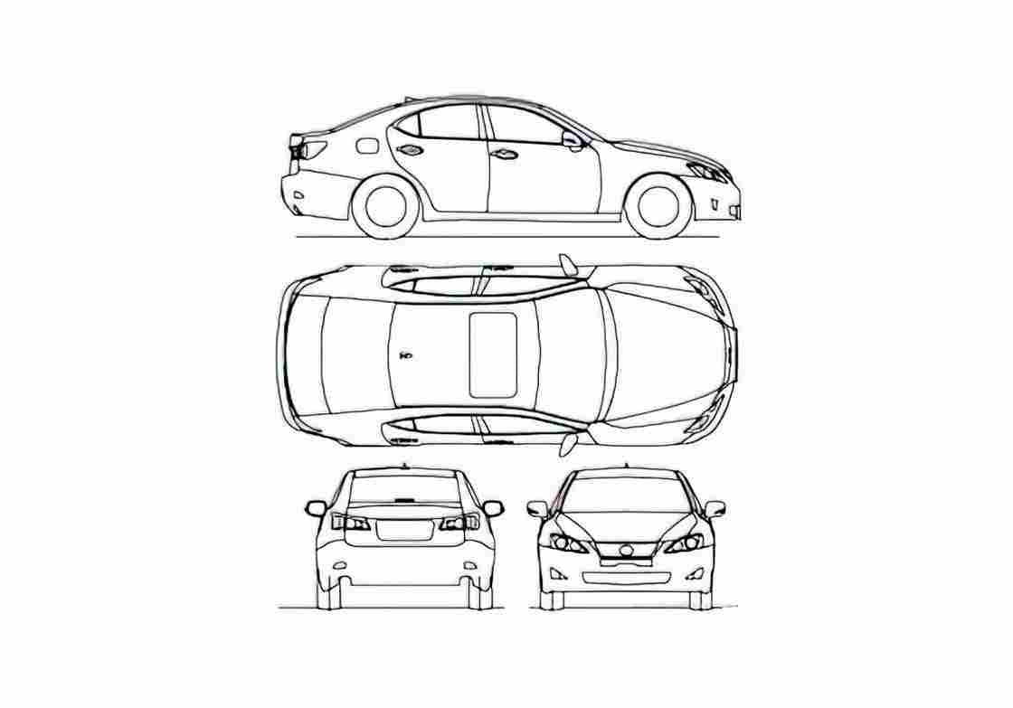 Blueprint Lexus IS 250 Sedan 2010 A4 Photo Print