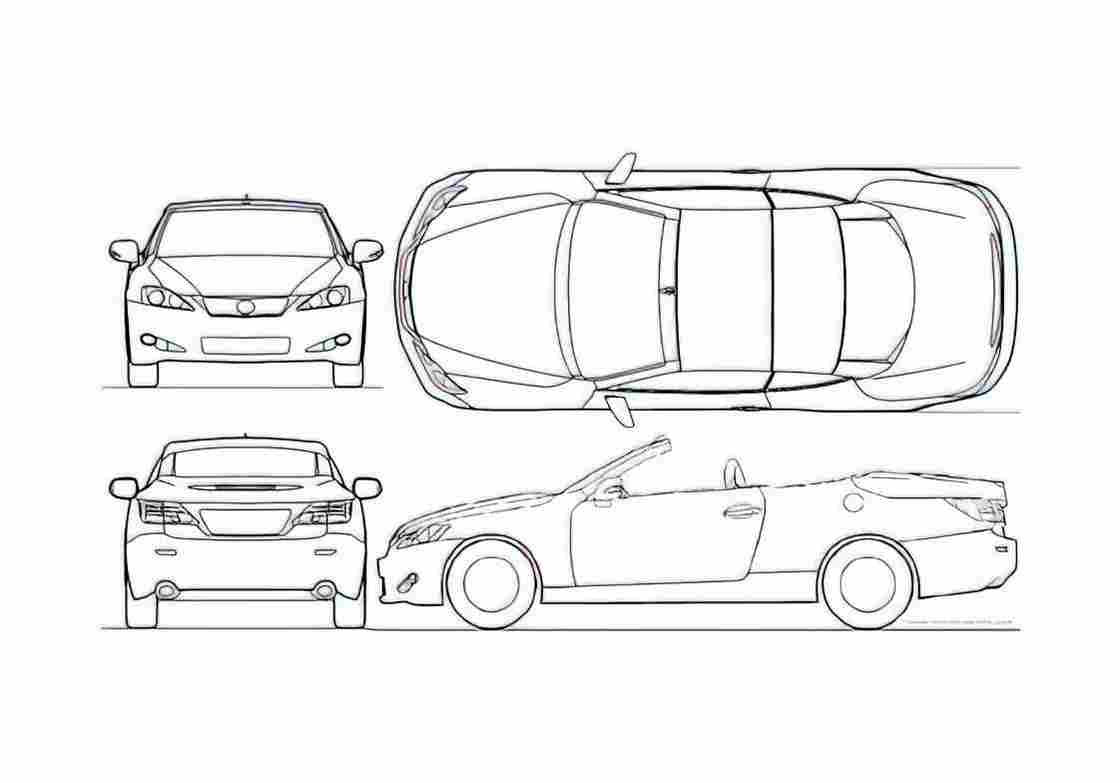 Blueprint Lexus IS 250C Cabriolet 2010 A4 Photo Print