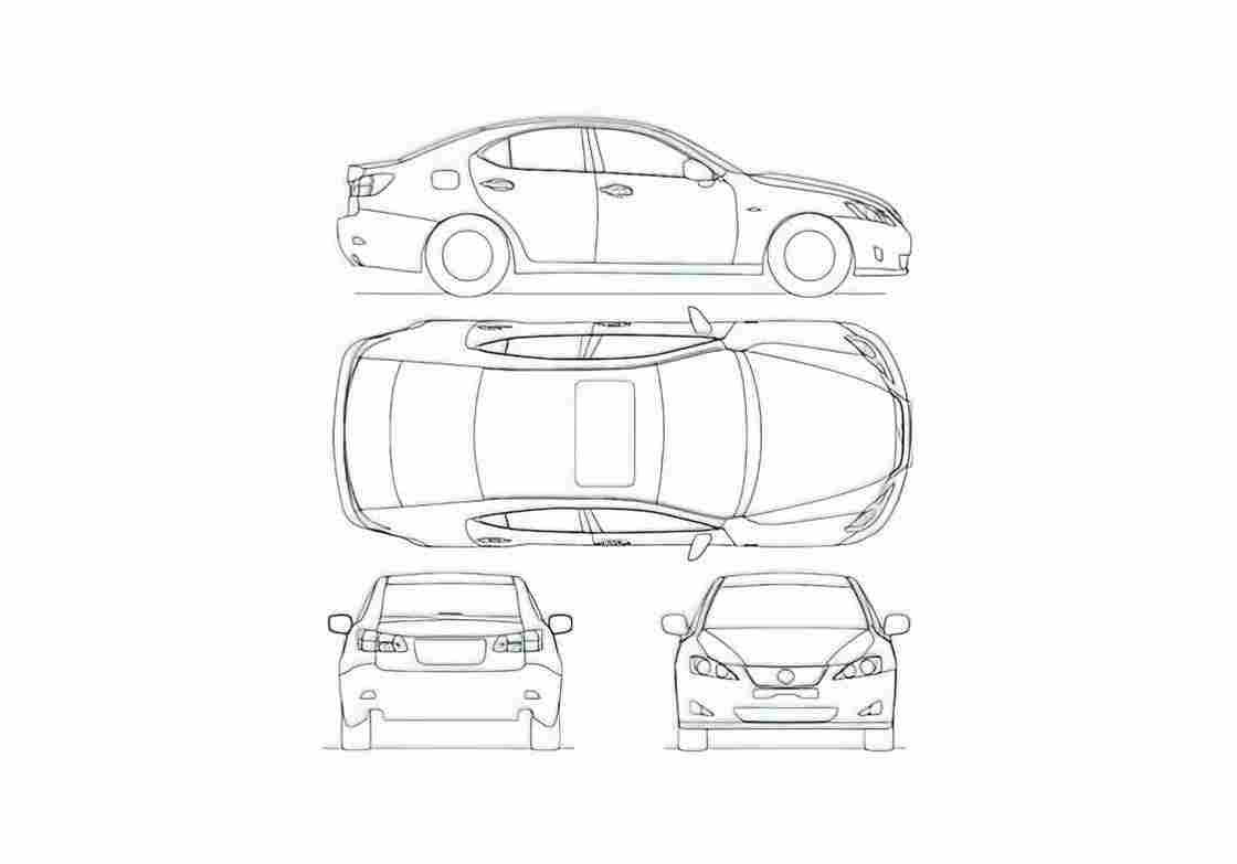 Blueprint Lexus IS Sedan 2007 A4 Photo Print