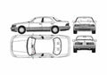 Blueprint Lexus LS 400 Sedan 1990 A4 Photo Print