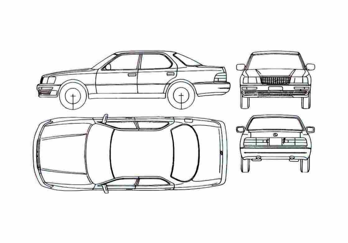 Blueprint Lexus LS 400 Sedan 1993 A4 Photo Print