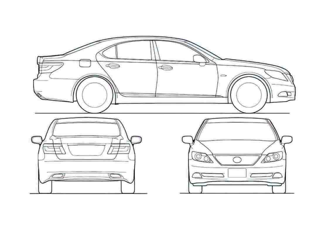 Blueprint Lexus LS Sedan 2007 A4 Photo Print