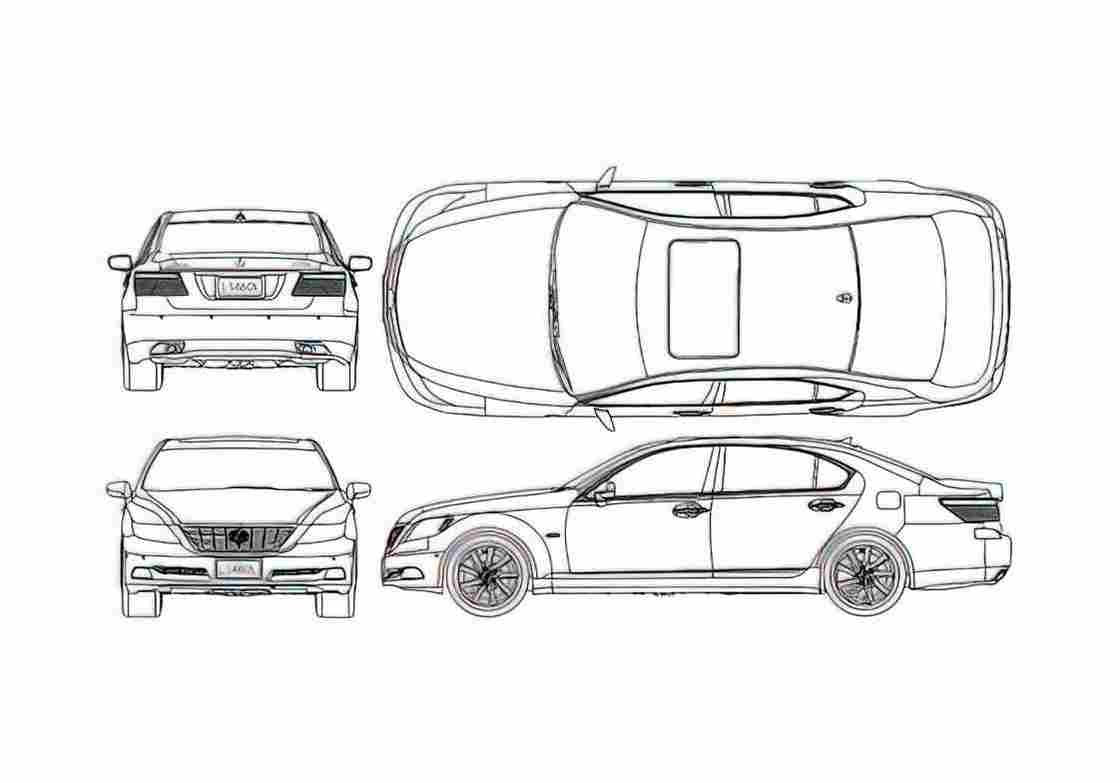 Blueprint Lexus LS460 L Limousine 2008 A4 Photo Print