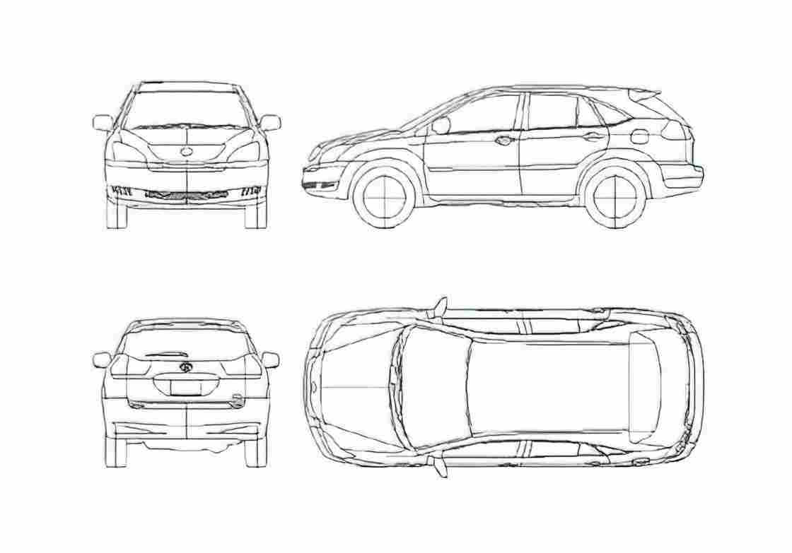 Blueprint Lexus RX 330 SUV 2005 A4 Photo Print