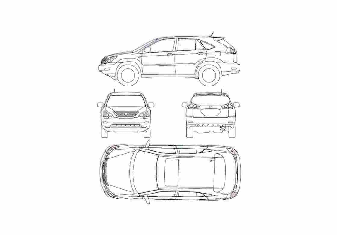 Blueprint Lexus RX SUV 2007 A4 Photo Print