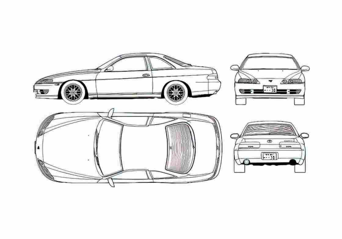 Blueprint Lexus SC 400 Coupe 1993 A4 Photo Print