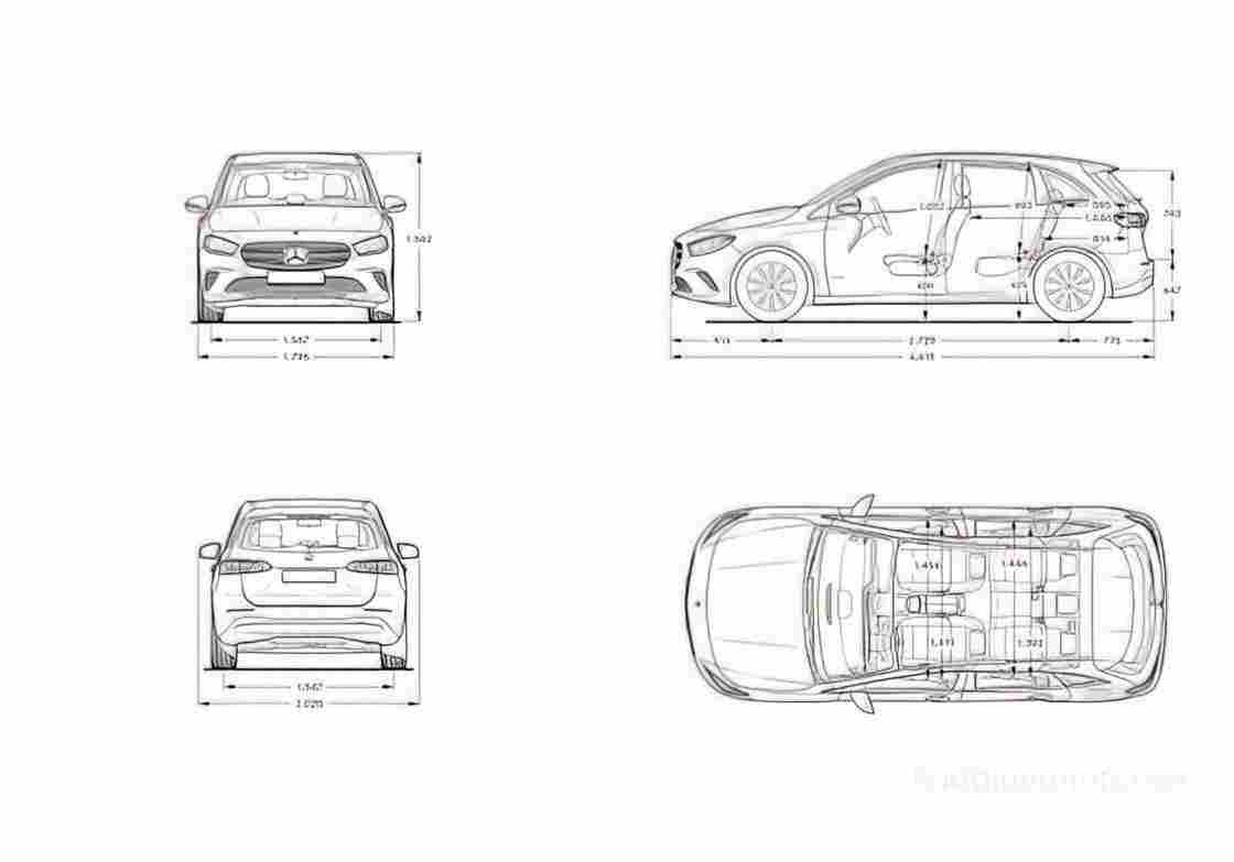 Blueprint MERCEDES BENZ B Class W247) 2018 1 01 A4 Photo Print