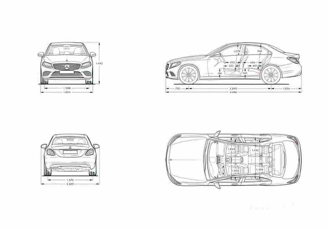 Blueprint MERCEDES BENZ C Class W205) 2018 0 01 01 A4 Photo Print