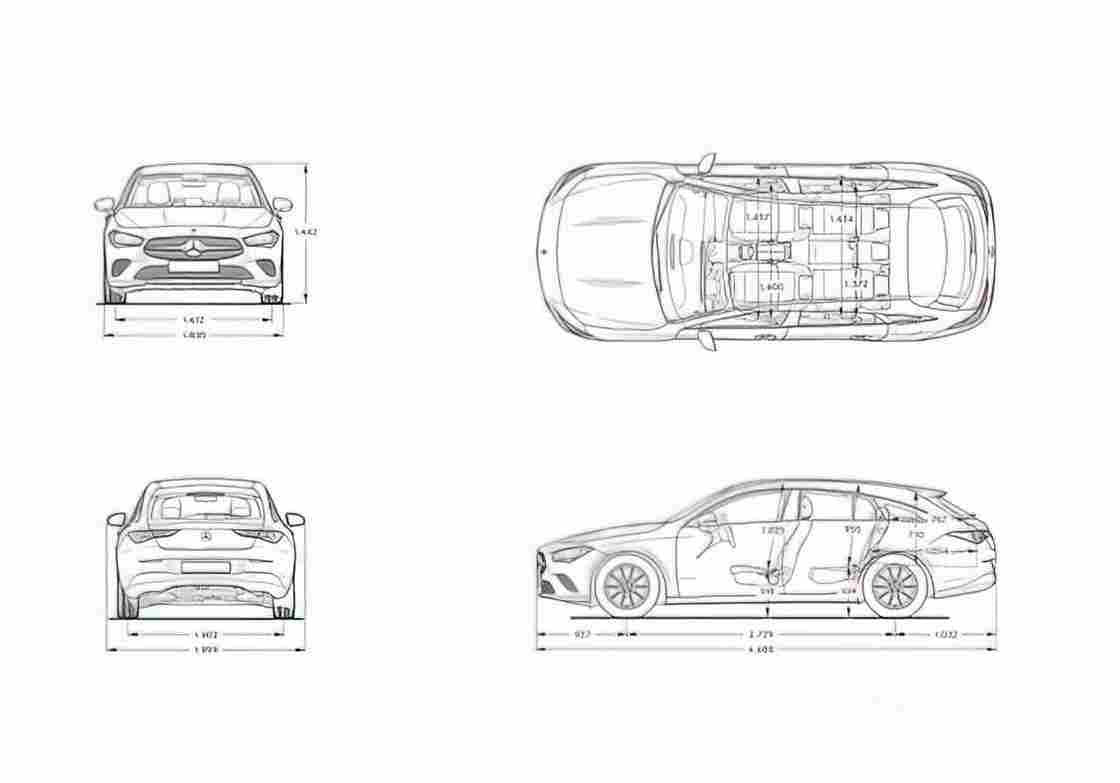 Blueprint MERCEDES BENZ CLA Shooting Brake X118) 2019 1 01 A4 Photo Print