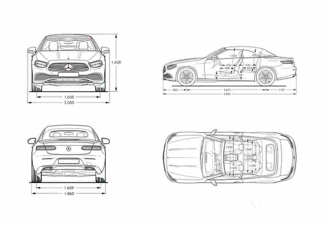 Blueprint MERCEDES BENZ E 53 Cabrio A238) 2020 1 01 01 A4 Photo Print