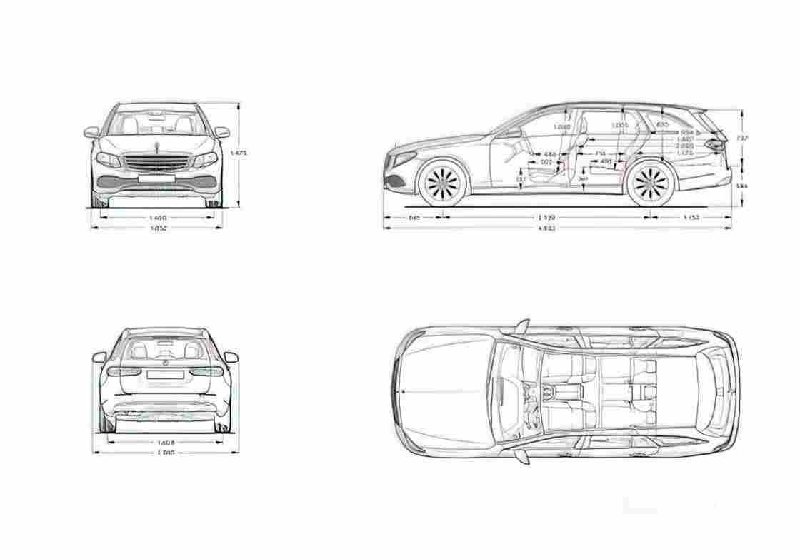 Blueprint MERCEDES BENZ E Class T Modell All Terrain S213) 2017 1 01 A4 Photo Print