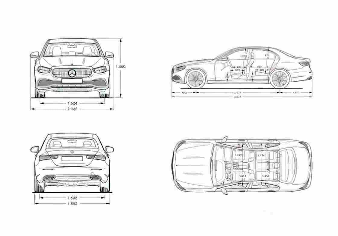 Blueprint MERCEDES BENZ E Class W214) 2020 1 01 01 A4 Photo Print