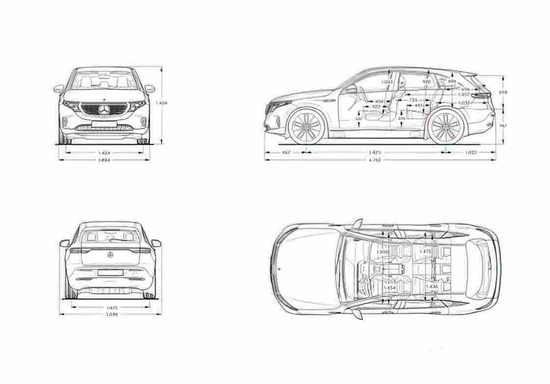 Blueprint MERCEDES BENZ EQC 400 2019 1 01 A4 Photo Print
