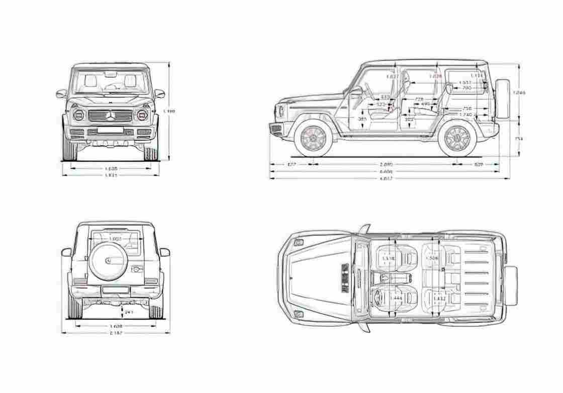 Blueprint MERCEDES BENZ G CLass W464) 2018 1 01 A4 Photo Print